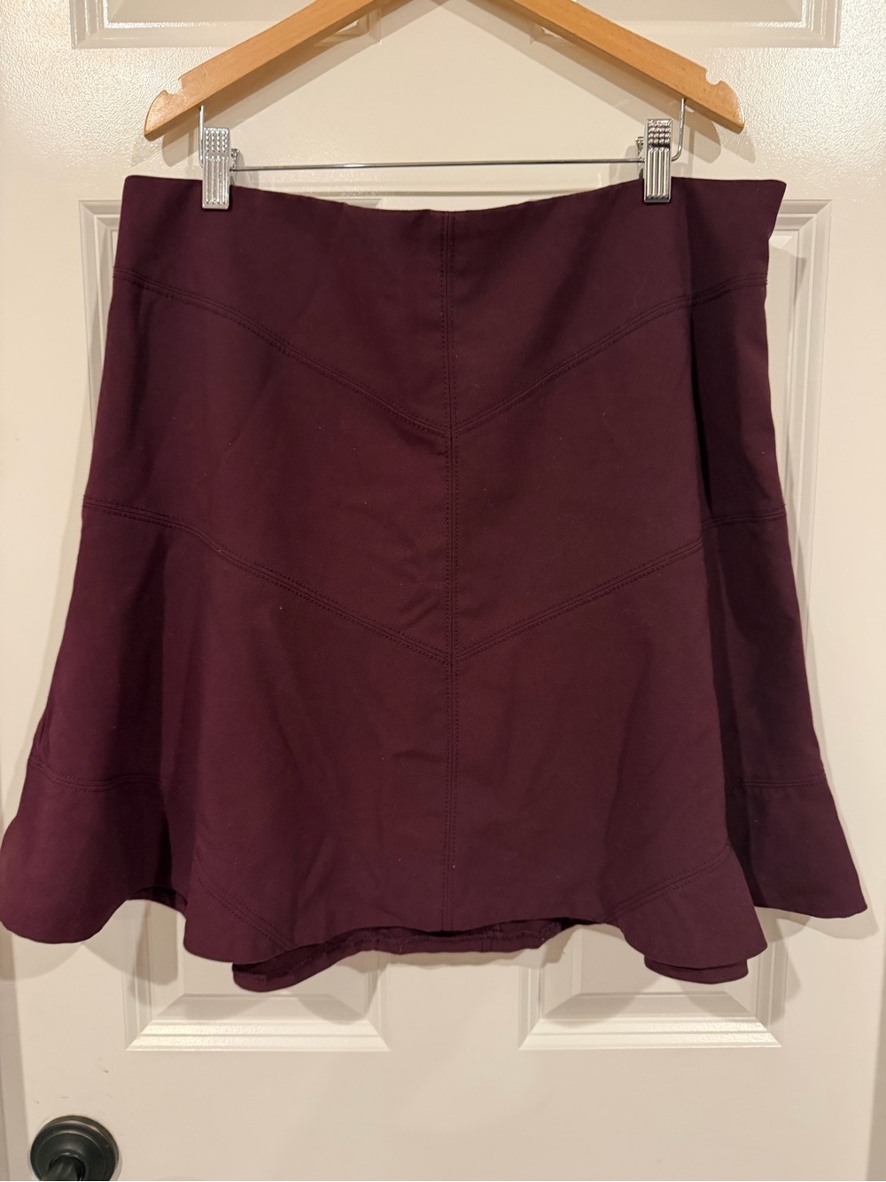 LOFT Deep Plum A-Line Flare Skirt 16